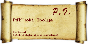 Páhoki Ibolya névjegykártya